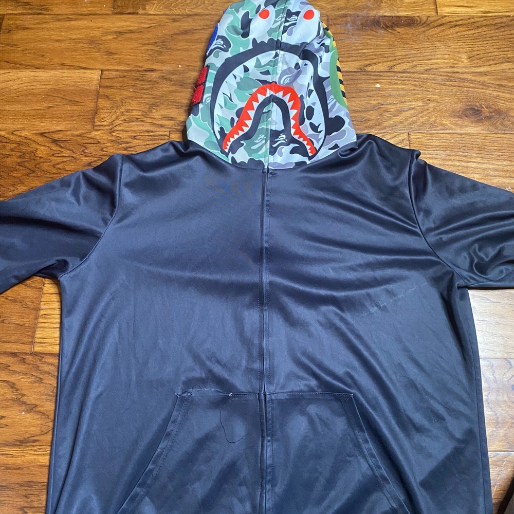 Bape Black Jacket with Camouflage Hood